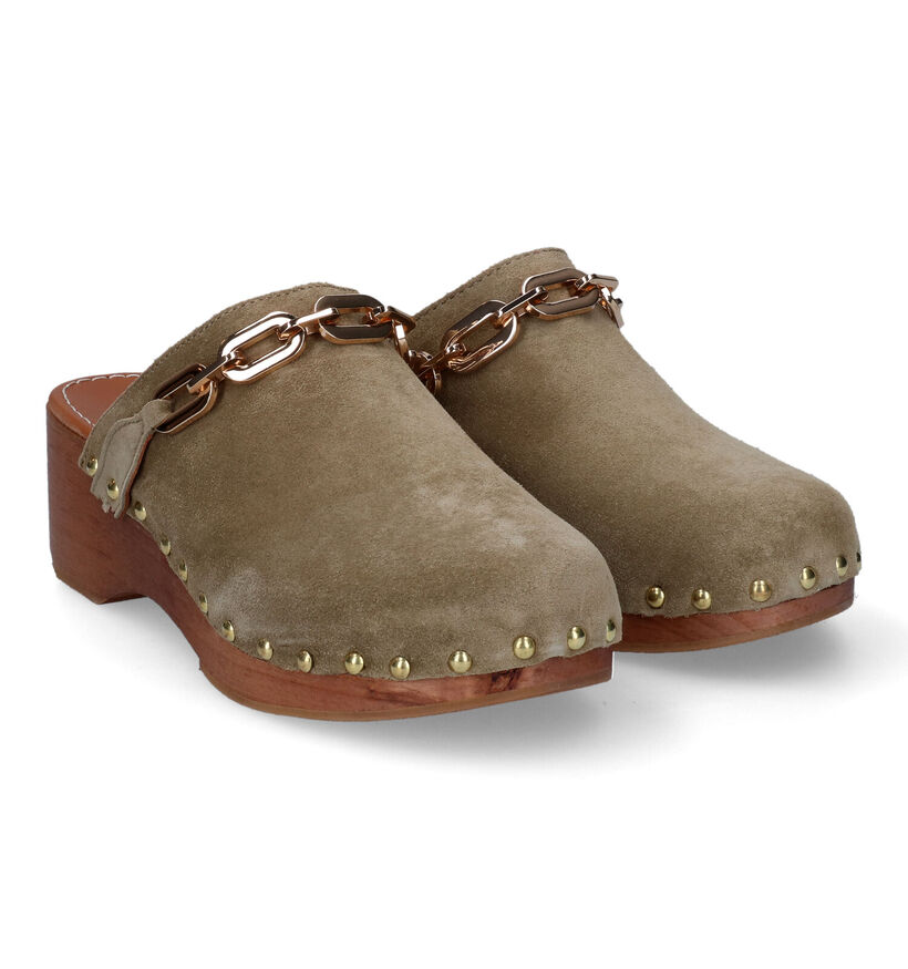 Pedro Miralles Kaki Clogs in daim (308405)