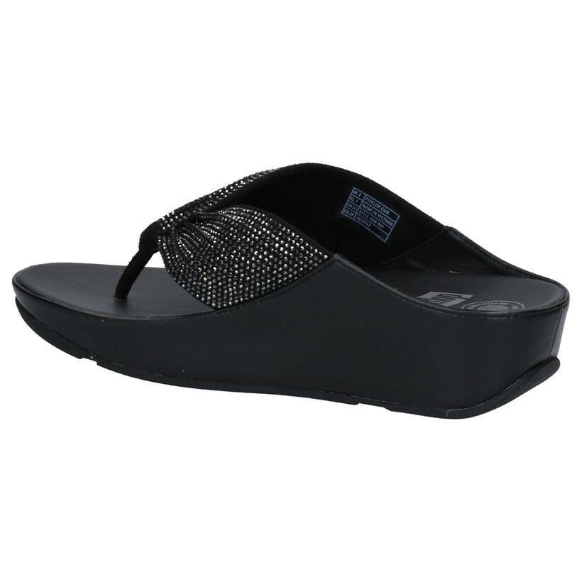 FitFlop Twiss Crystal Zwarte Teenslippers in stof (267799)