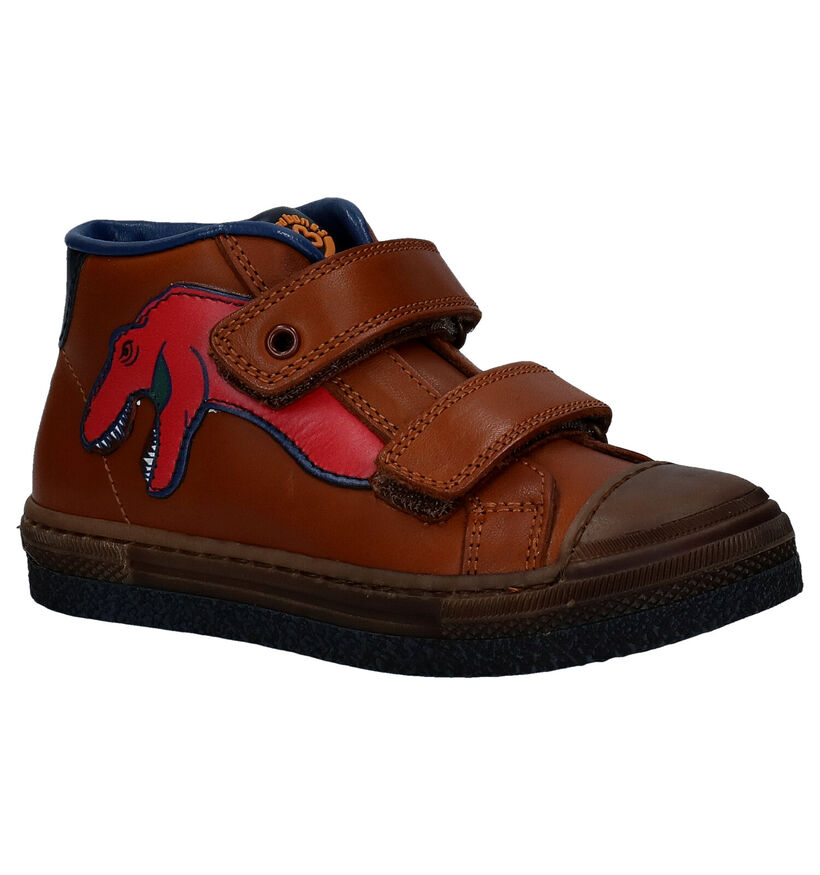 STONES and BONES Linop Cognac Velcroboots in leer (295163)