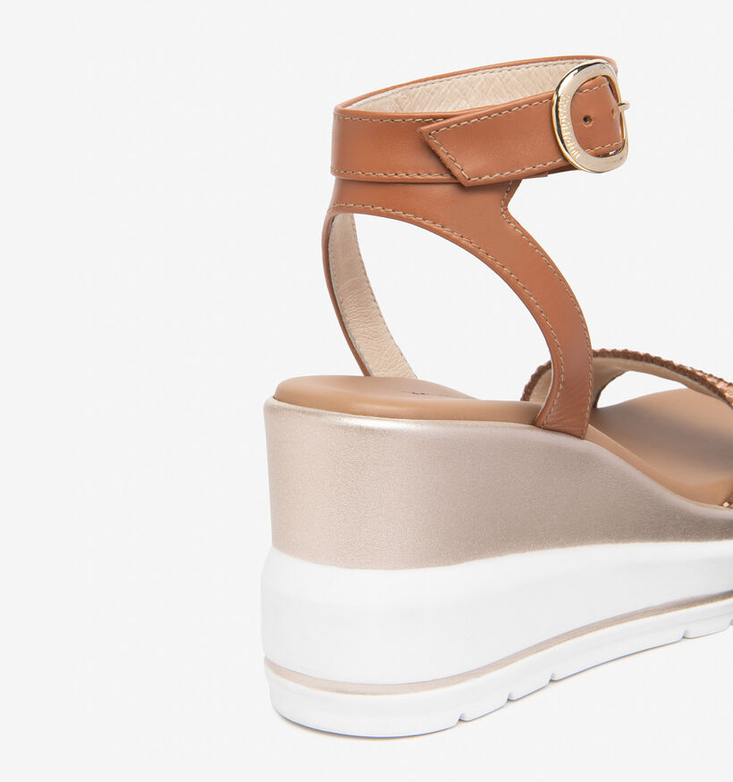 NeroGiardini Cognac Sandalen met sleehak voor dames (370661)