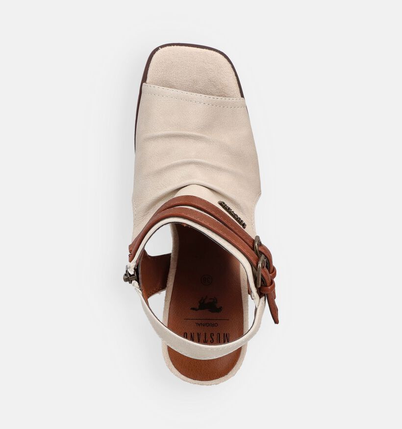 Mustang Ecru/Bruine Sandalen met hak voor dames (372132)