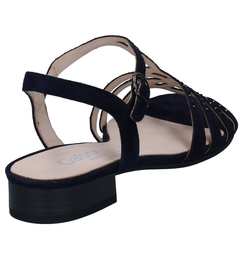 Comfort Sandales plates en Bleu fonc&eacute; en daim (288042)