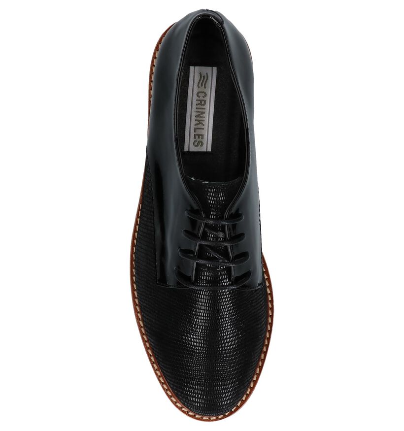 Crinkles Chaussures à lacets en Noir en cuir verni (233424)