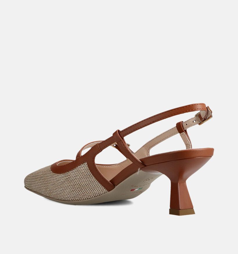 NeroGiardini Beige/Cognac Slingback Pumps voor dames (370751)