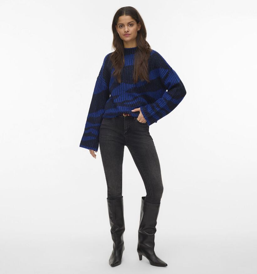 Vero Moda Scorpio Pull en Bleu/Noir pour femmes (366117)