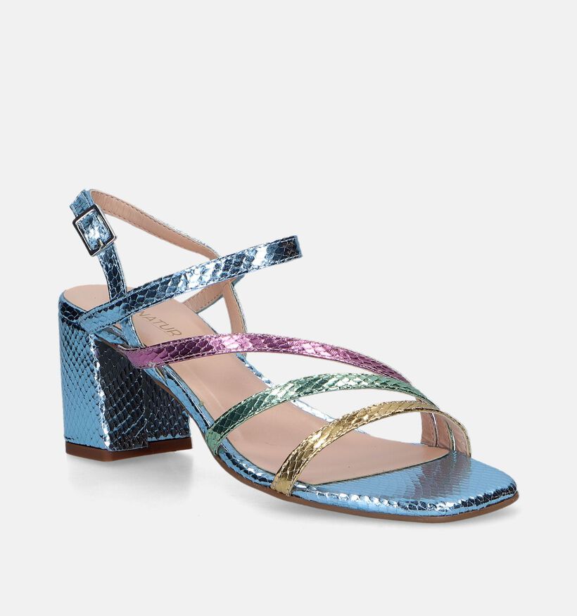 Signatur Sandales avec talon en Bleu pour femmes (338923)