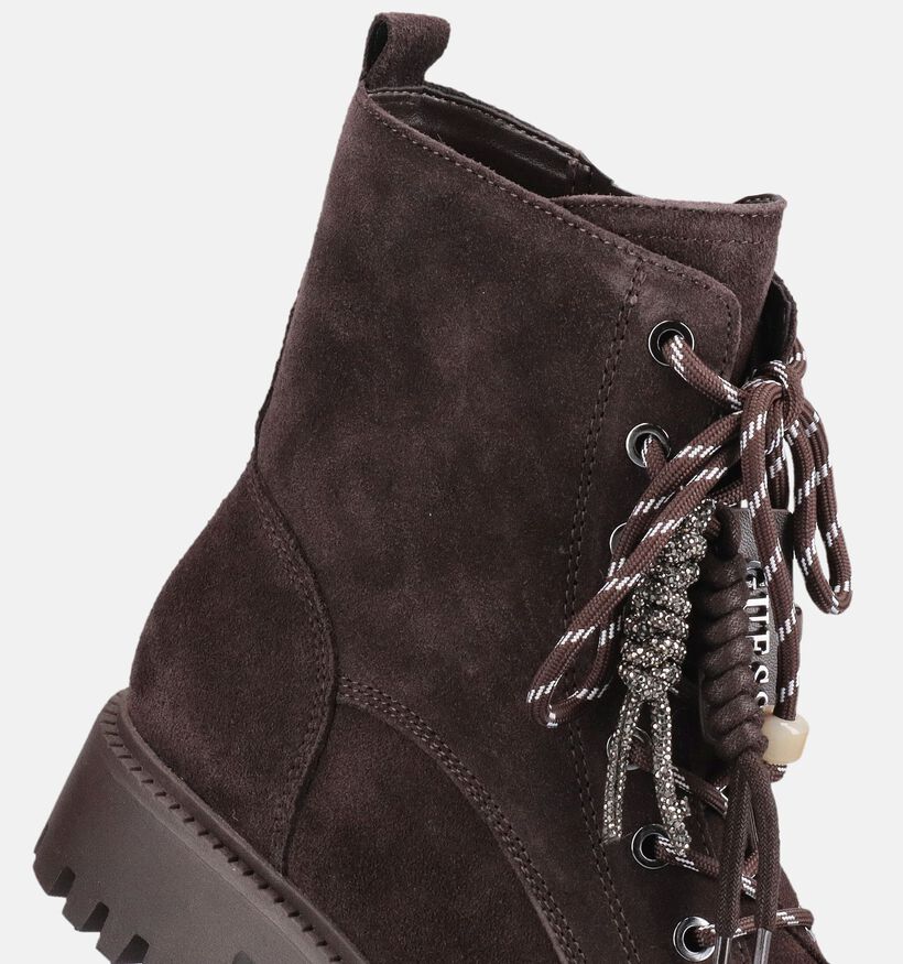 Guess Fizzle Brown Boots &agrave; lacets en Marron pour femmes (379515)