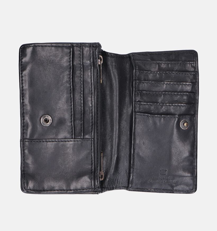 Bear Design Porte-monnaie &agrave; rabat en Noir pour femmes (382118)