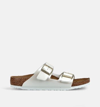 Birkenstock Arizona Slippers Patent White/Electric Metallic Gold/Electric Metallic Copper Birko-Flor/Sparkling Light Silver