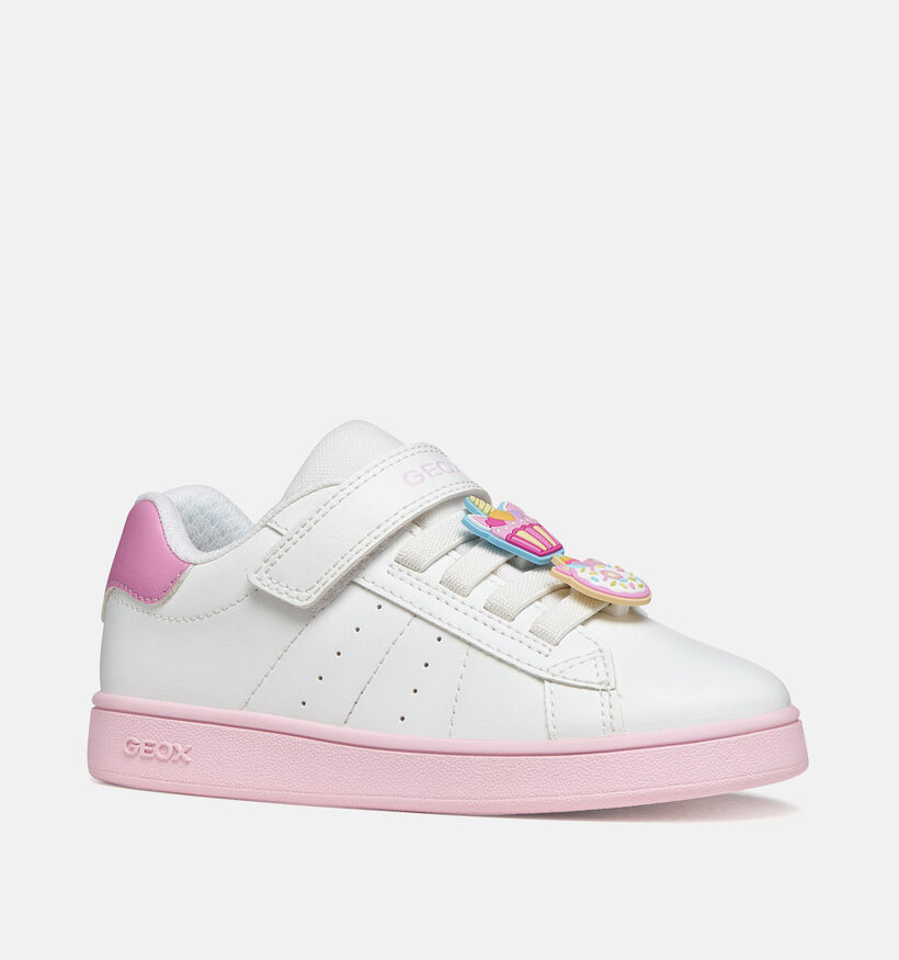 Geox Eclyper Unicorn Witte/Roze Sneakers voor meisjes (368420) - geschikt voor steunzolen