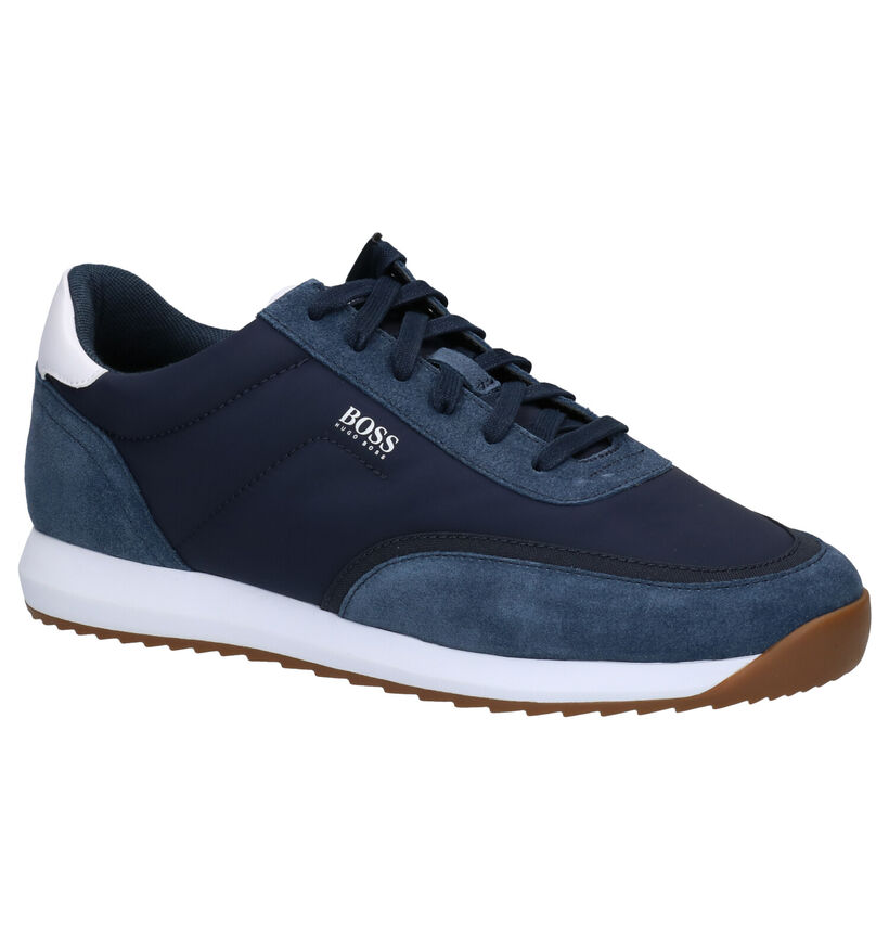 Hugo Boss Sonic Runn Blauwe Veterschoenen in stof (276413)