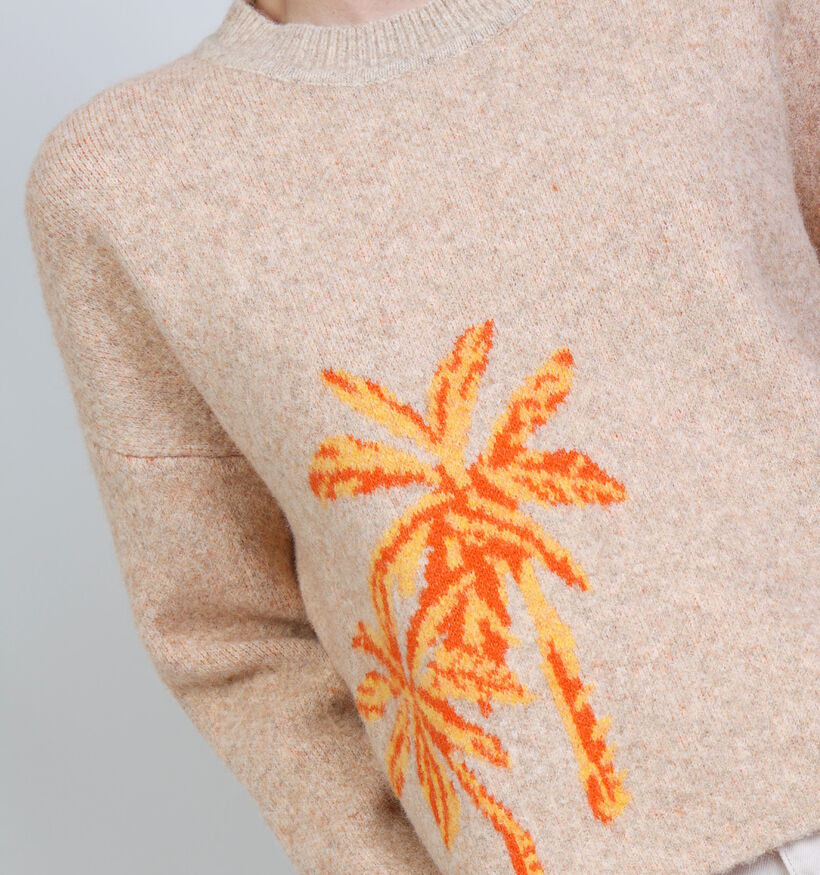 Orfeo Hermione Beige Trui met Palmbomen voor dames (371926)