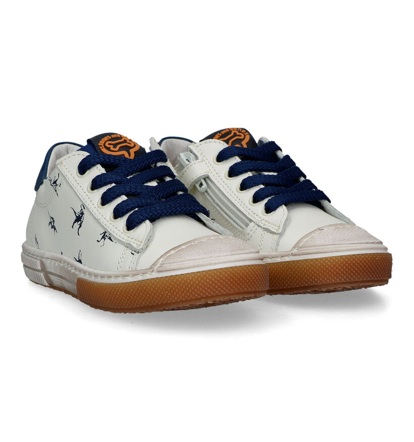 STONES and BONES Rulte Ecru Veterschoenen met dino's voor jongens (322104) - geschikt voor steunzolen
