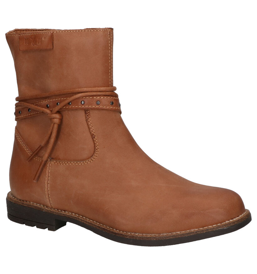 Milo & Mila Cognac Korte Laarzen in nubuck (261276)