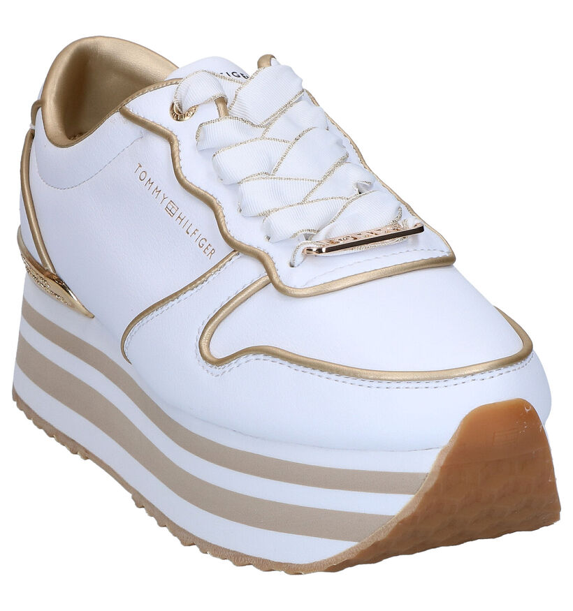 Tommy Hilfiger Metallic Flatform Witte Sneakers in kunstleer (268312)