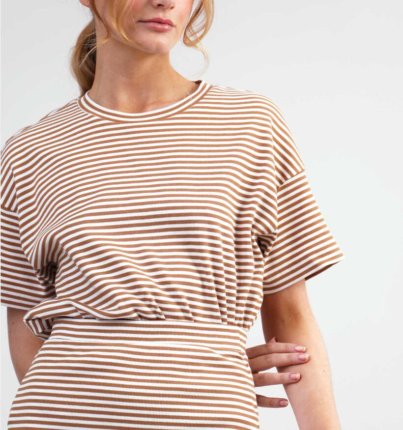 Vila Jada Bruine Gestreepte T-shirt voor dames (334636)