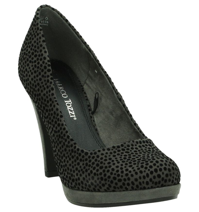 Marco Tozzi Bruine Pumps met Dierenprint in stof (180025)