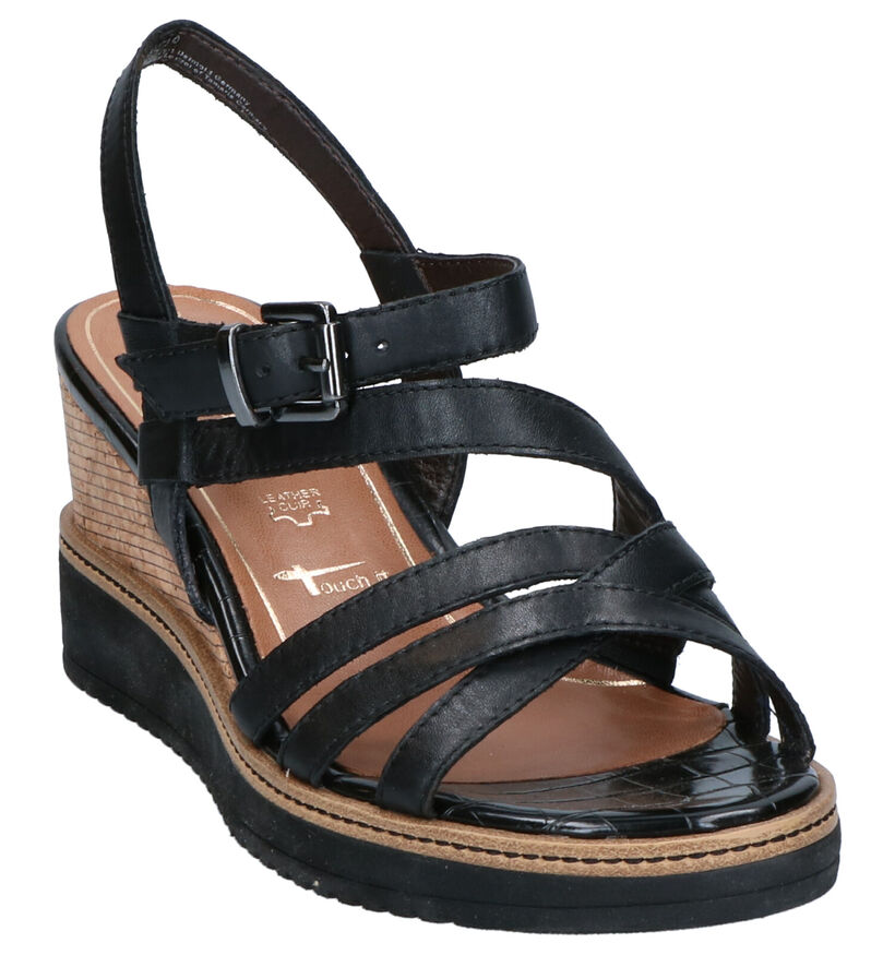 Tamaris Touch It Zwarte Sandalen in leer (270181)