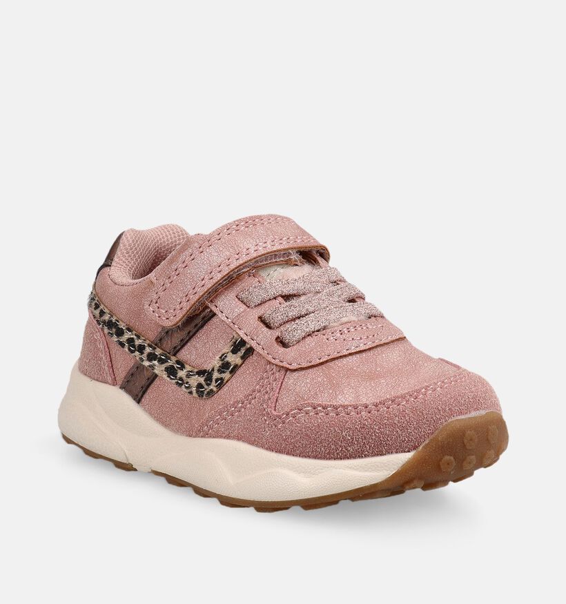 Milo & Mila Baskets basses en Rose/Leopard pour filles (379352)