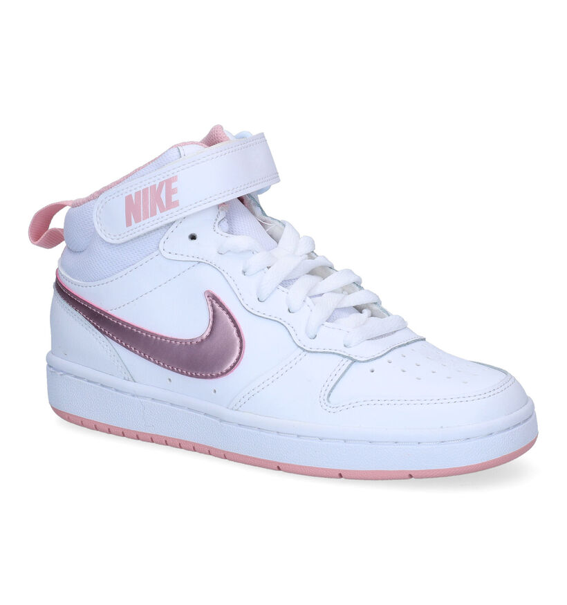 Nike Court Borough Mid 2 GS Witte Sneakers in kunstleer (299890)