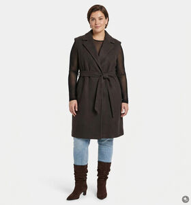 Vero Moda Curve Fortuneaya Donkerbruine Lange Jas voor dames (378124)
