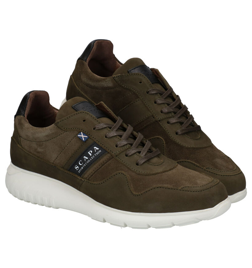 Scapa Kaki Veterschoenen in nubuck (281333)