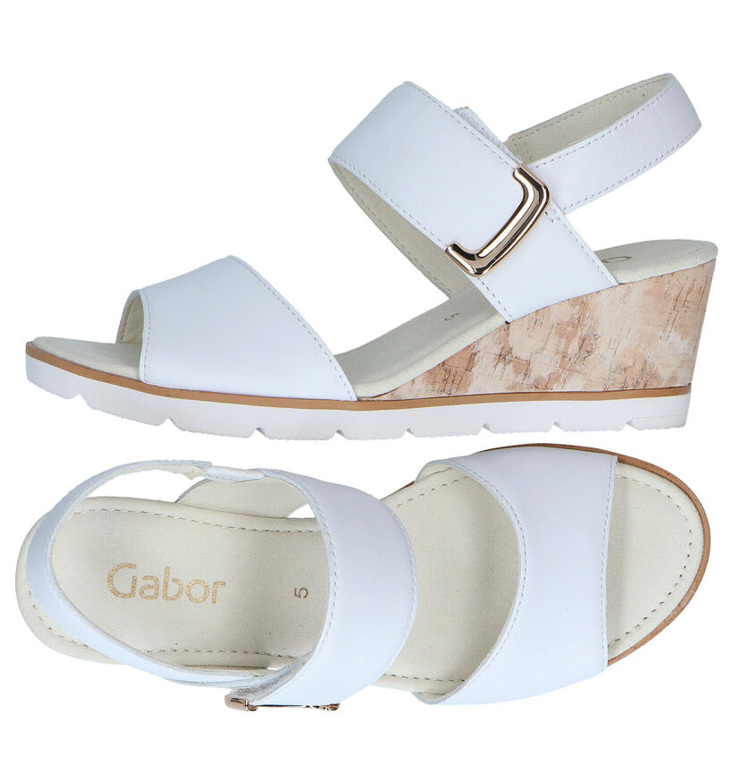Gabor Sandales compensées en Blanc en cuir (287967)