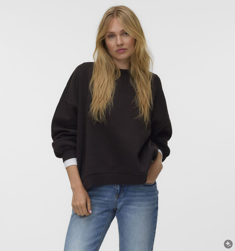 Vero Moda Teddy Sweatshirt en Brun fonc&eacute; pour femmes (381322)