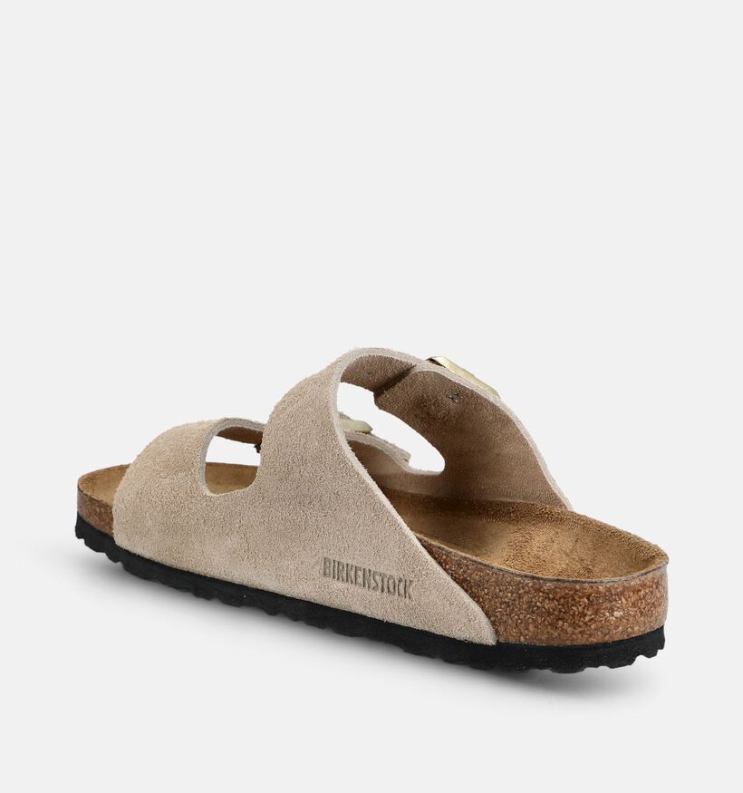 Birkenstock Arizona Suede Nu-pieds en Beige fonc&eacute; pour femmes, hommes (376063)