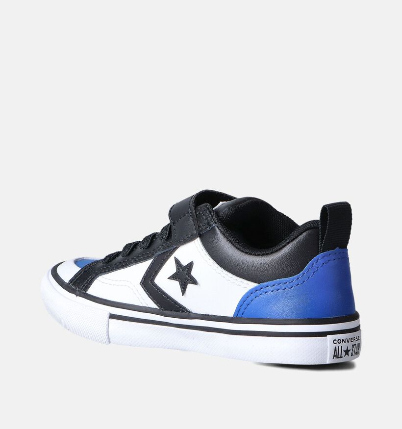 Converse Pro Blaze Strap Leather Easy-On Baskets en Blanc/Blue/Noir pour filles, gar&ccedil;ons (357501)