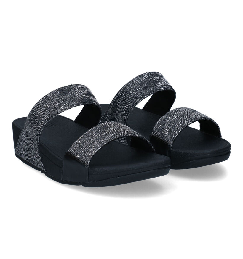 FitFlop Lulu Geo Glitz Zwarte Slippers in stof (304821)