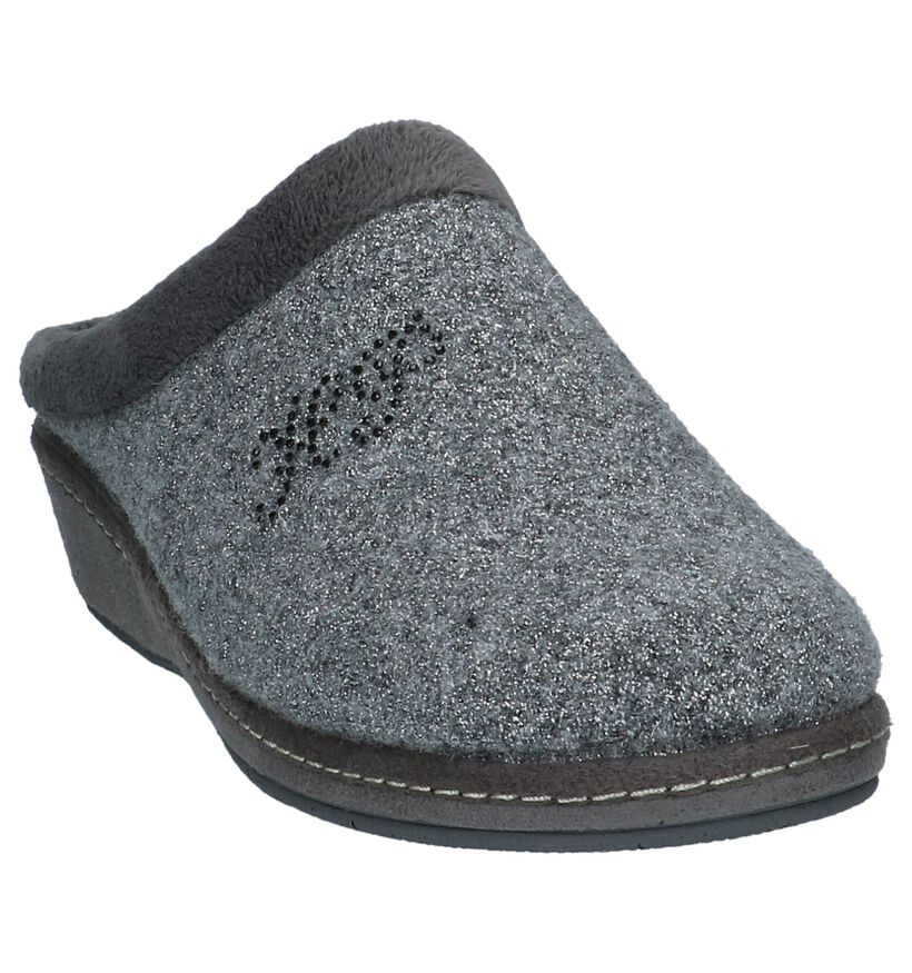 Hush Puppies Histoly Donker Grijze Pantoffels in stof (233873)