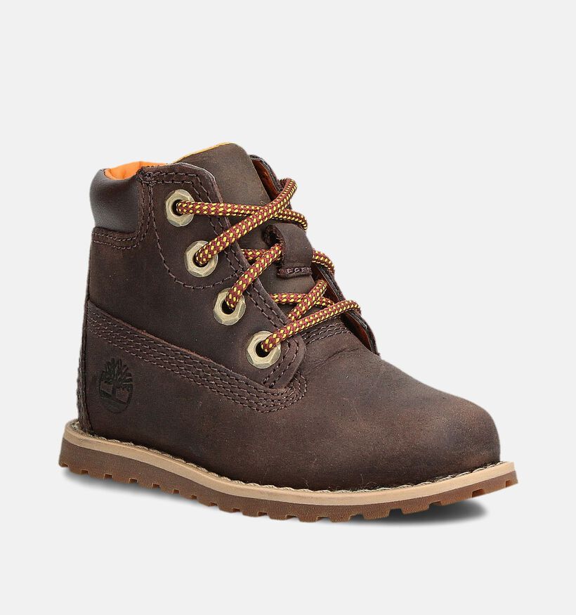 Timberland Pokey Pine Donkerbruine Boots met Veter en Rits voor jongens, meisjes (377380) - geschikt voor steunzolen