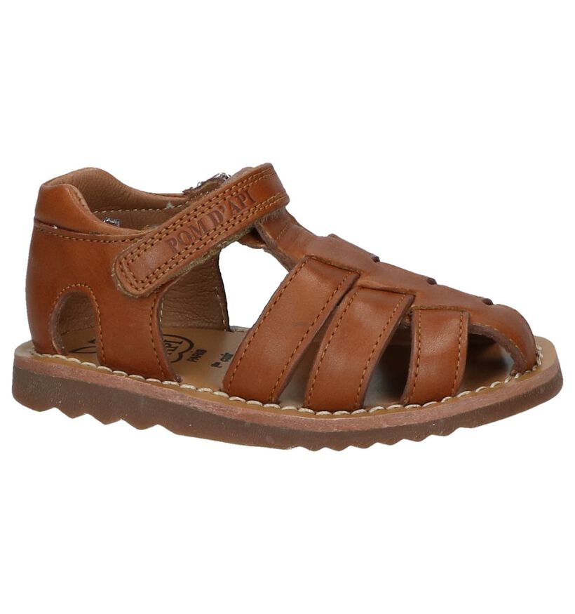 Cognac Sandalen Pom d'Api Waff Papy in leer (242930)