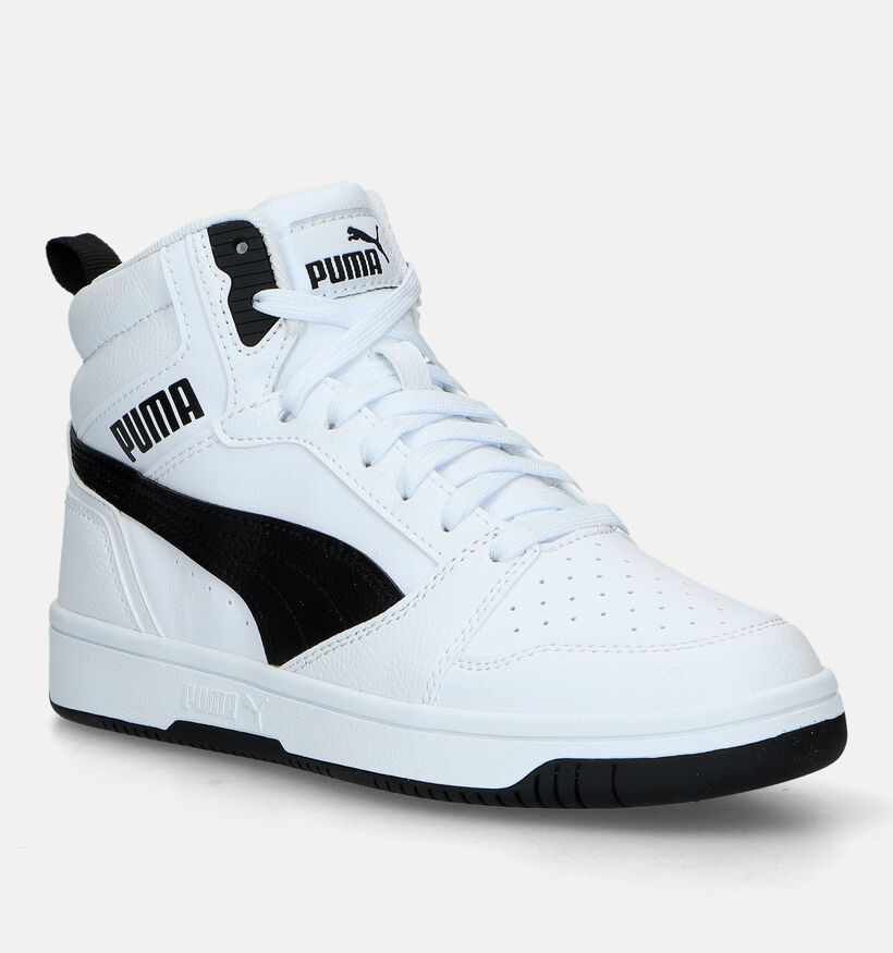 Puma Rebound V6 Mid Witte Sneakers voor jongens, meisjes (334475) - geschikt voor steunzolen