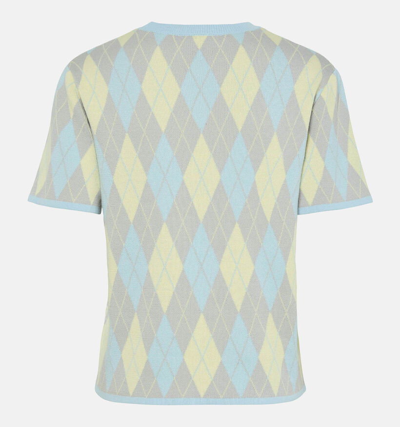 Pieces Farley Knit Gele/Blauwe Ruiten T-shirt voor dames (368502)
