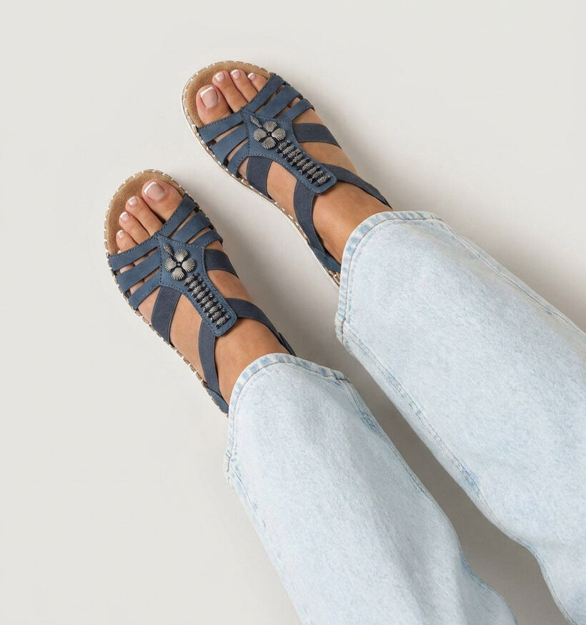 Rieker Blauwe Slippers met Sleehak voor dames (370389)