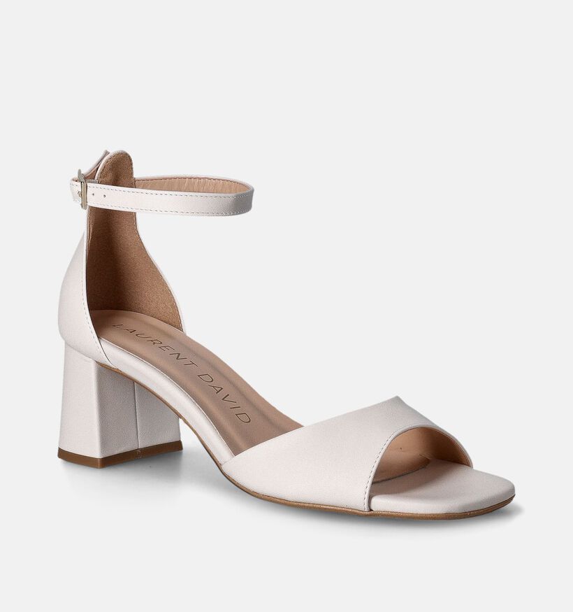 Laurent David Ecru Sandalen met hak voor dames (357910)