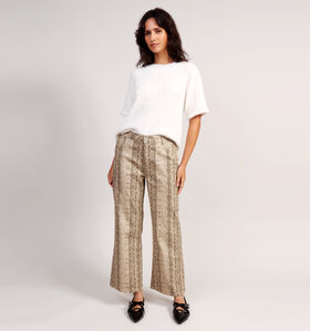 Pieces Salume Beige Wide Leg Jeans Slangenprint voor dames (359044)