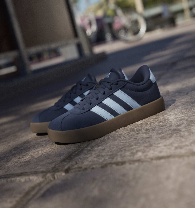 adidas VL Court 3.0 Baskets en Bleu fonc&eacute; pour gar&ccedil;ons (375389)