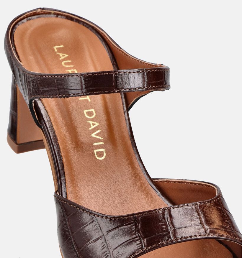 Laurent David Croco Donkerbruine Muiltjes voor dames (373547)