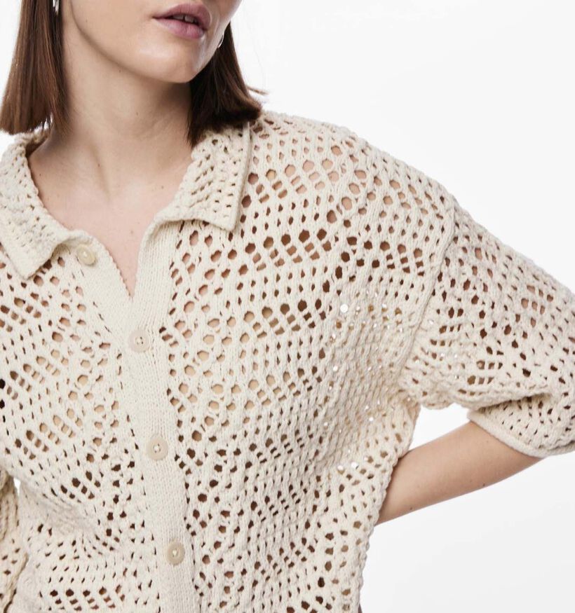 Pieces Aia Pull crocheté en Beige pour femmes (342004)