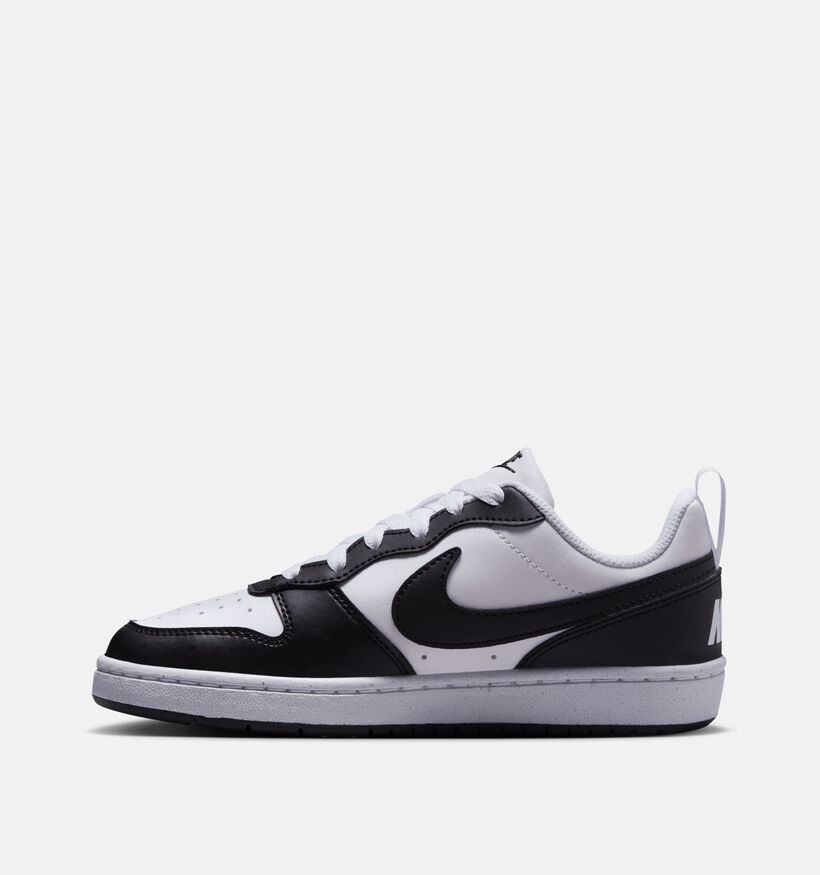 Nike Court Borough Low Baskets en Noir/Blanc pour filles, gar&ccedil;ons (381047) - pour semelles orthop&eacute;diques