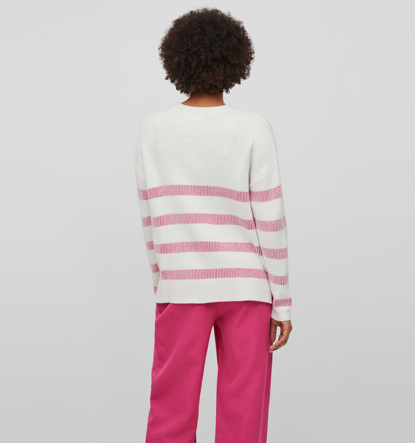 Vila Viril Pull à raye en Blanc / Rose pour femmes (326957)