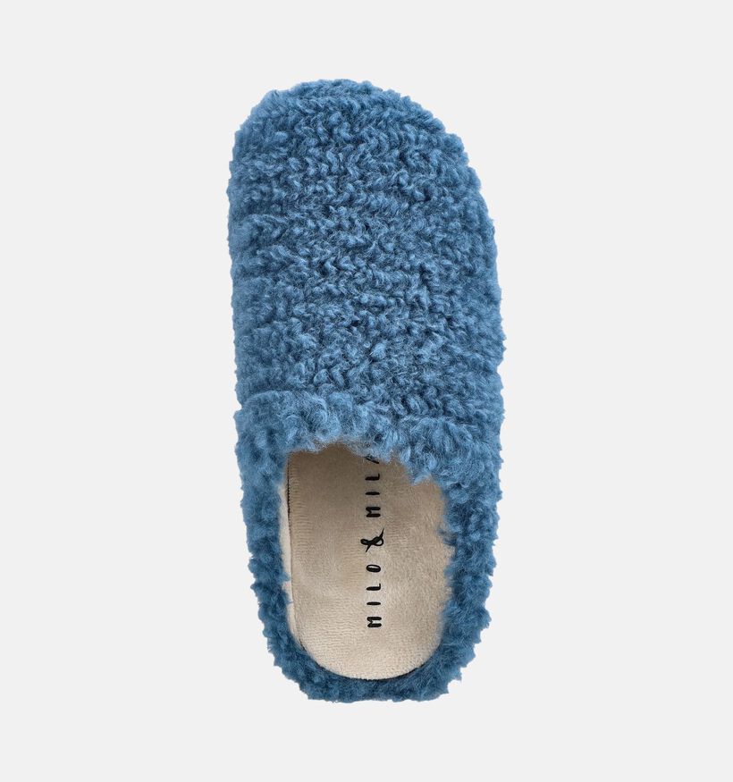 Milo & Mila Borreguillo Blauwe Open Pantoffels voor meisjes, jongens (381143) - geschikt voor steunzolen