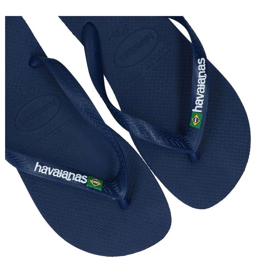 Havaianas Brasil Logo Blauwe Teenslippers in kunststof (289870)