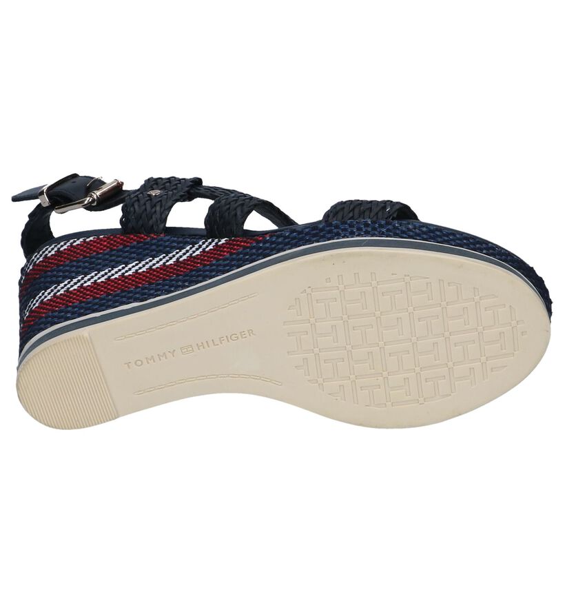 Donkerblauwe Sandalen Tommy Hilfiger Tommy Raffia Wedge in kunstleer (241811)