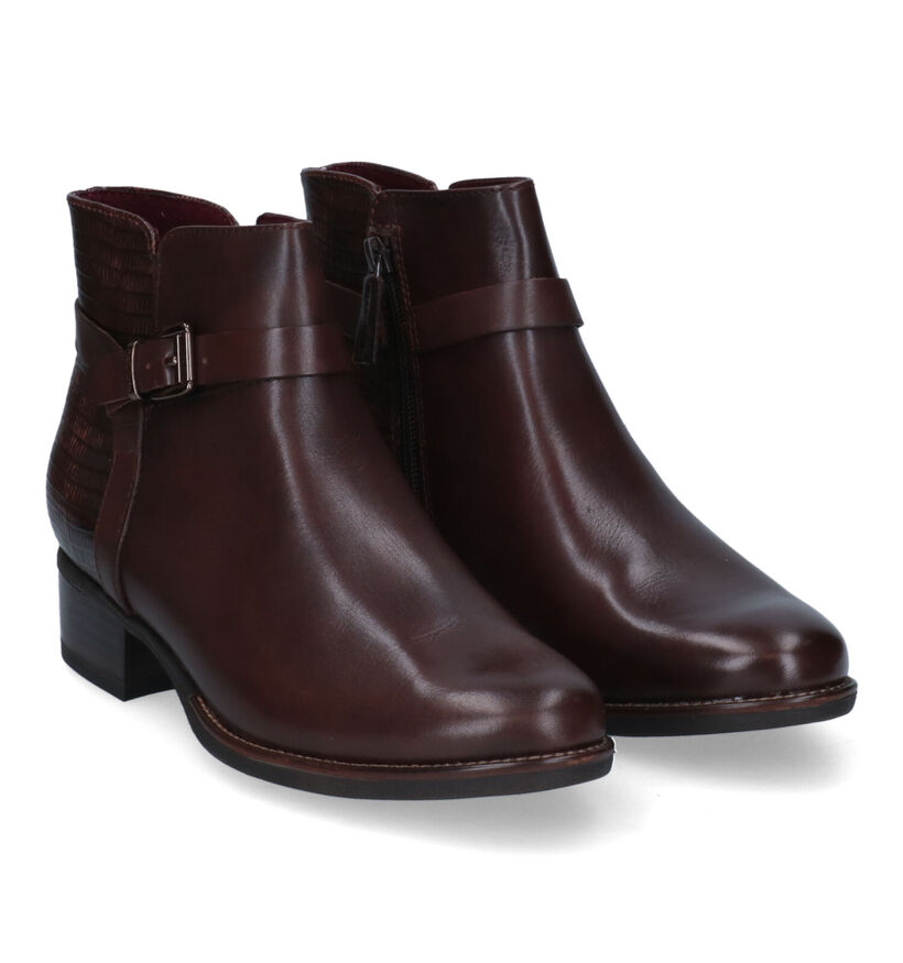 Tamaris Bottines plates en Brun foncé en cuir (315428)