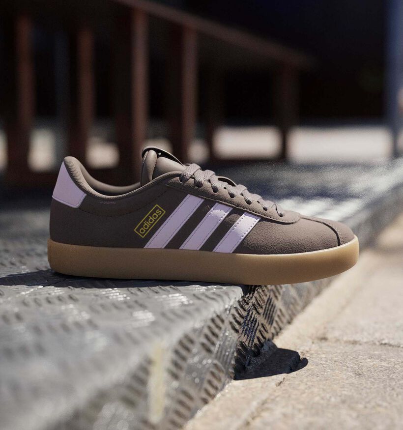 adidas VL Court 3.0 Donkerbruine/Roze Sneakers voor dames (372627) - geschikt voor steunzolen