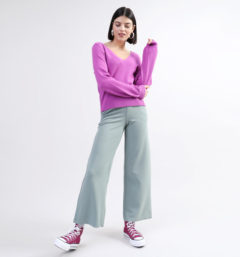 Vila Ril Pull avec coll en V en Beige pour femmes (344273)